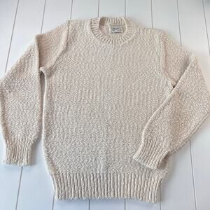 Challe Cotton Knit Vintage Women's sweater Cream Ivory Size Medium